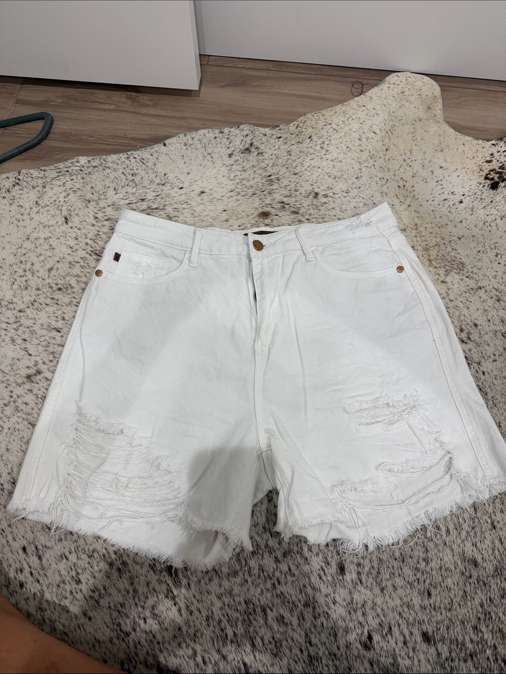 Judy Blue White Distressed High-Rise Denim Shorts